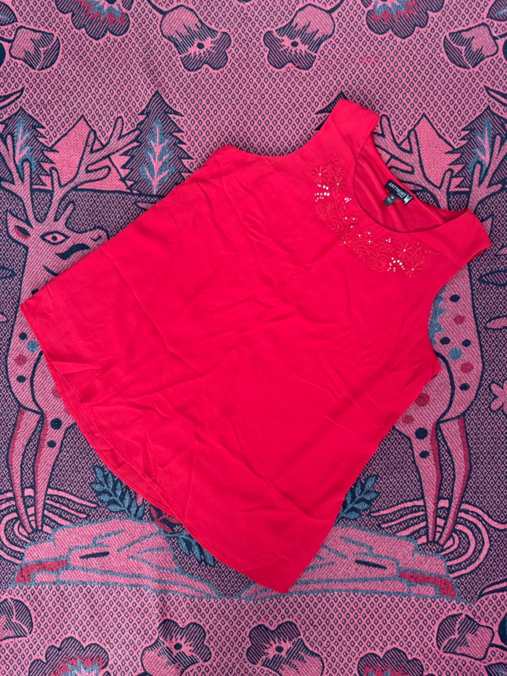 Antthony Bright Pink Embellished Sleeveless Camisole